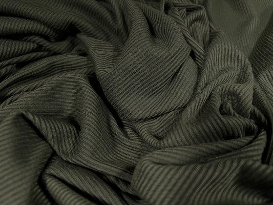 Soft handle ribbed jersey knit fabric, per metre - plain - khaki green