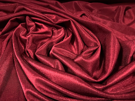 Stretch spandex satin single jersey fabric, per metre - plain - wine