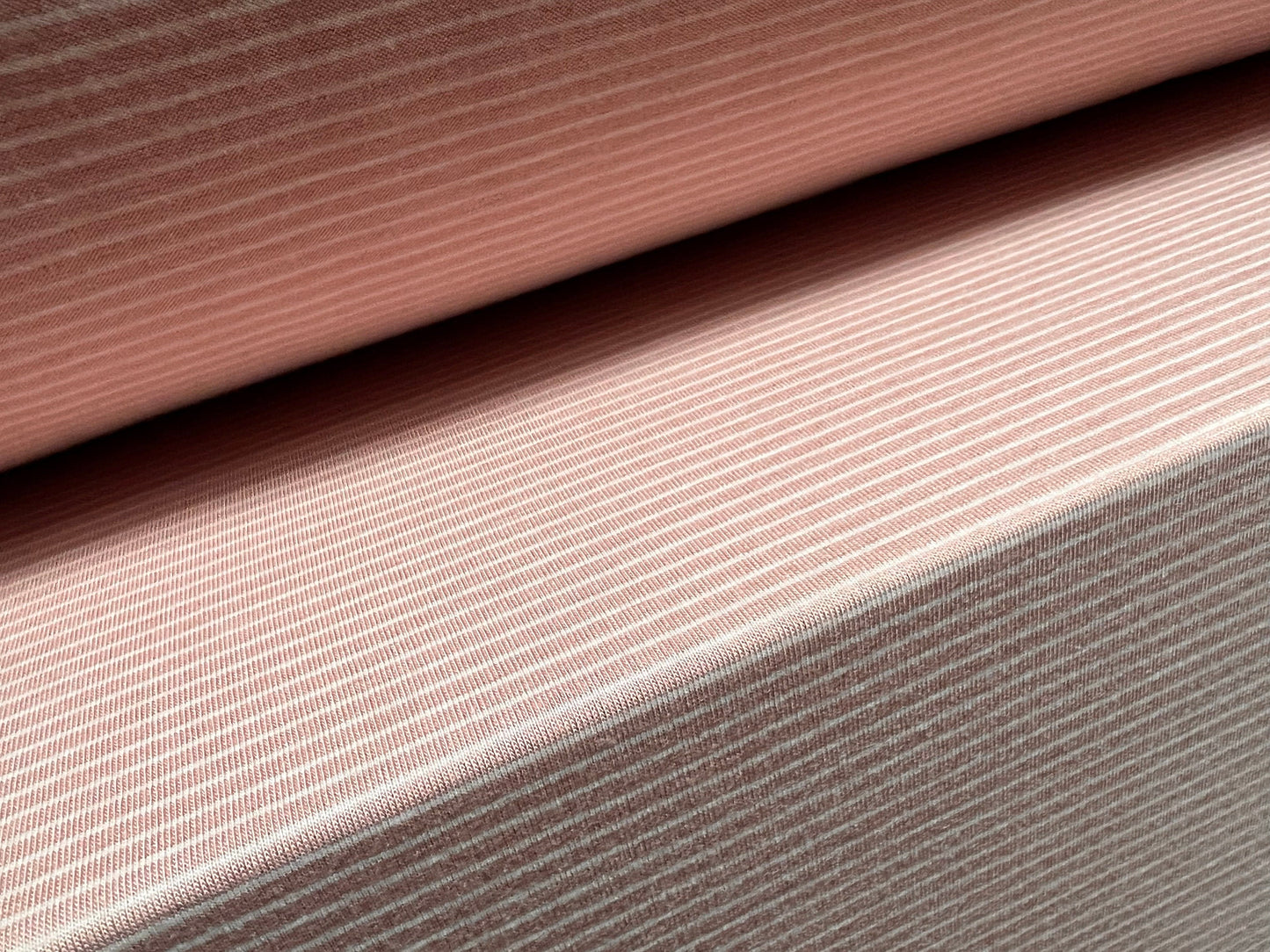 Viscose spandex stretch single jersey fabric, per metre - pinstripe - pink & white