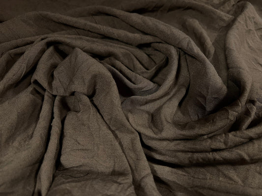 Crush woven dress fabric, per metre - plain - brown