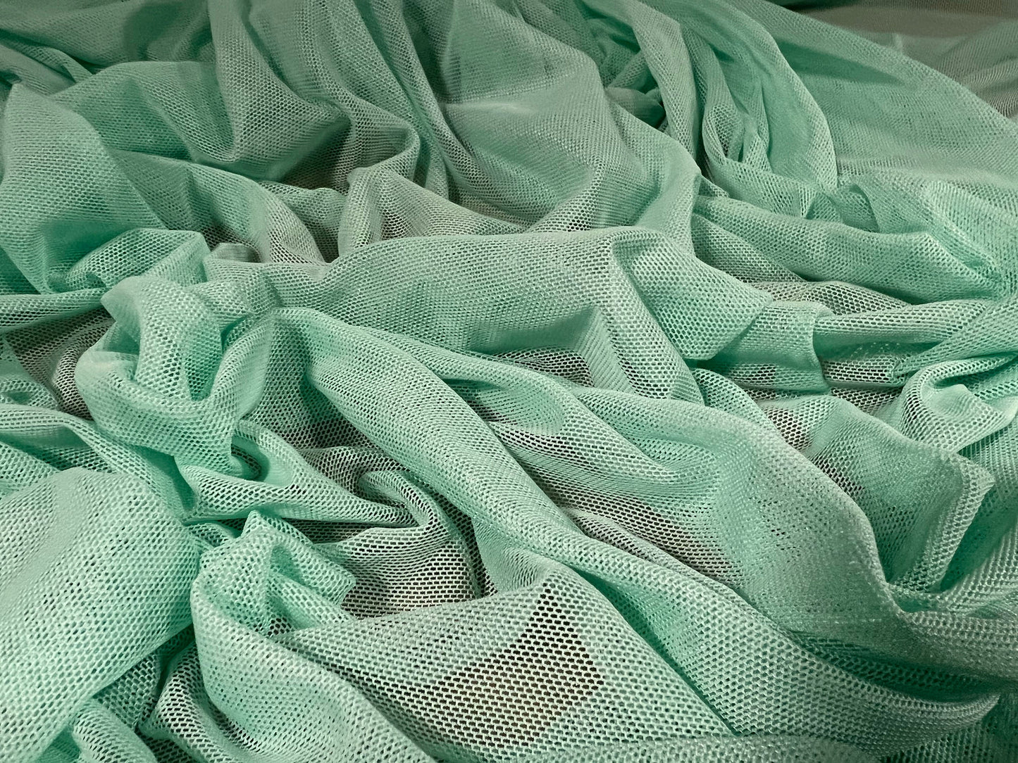 Power mesh net stretch spandex fabric, per metre - plain - turquoise