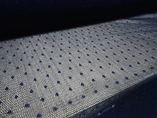 Dobby  mesh net sheer lightweight fabric, per metre - navy blue