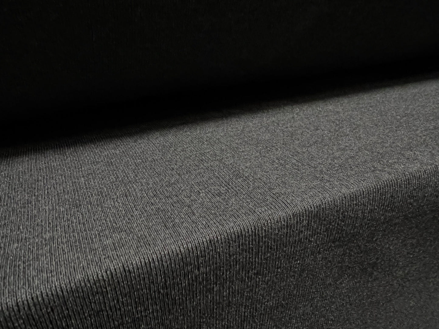 Cotton blend fine ribbed cuffing jersey fabric, per metre - plain - grey