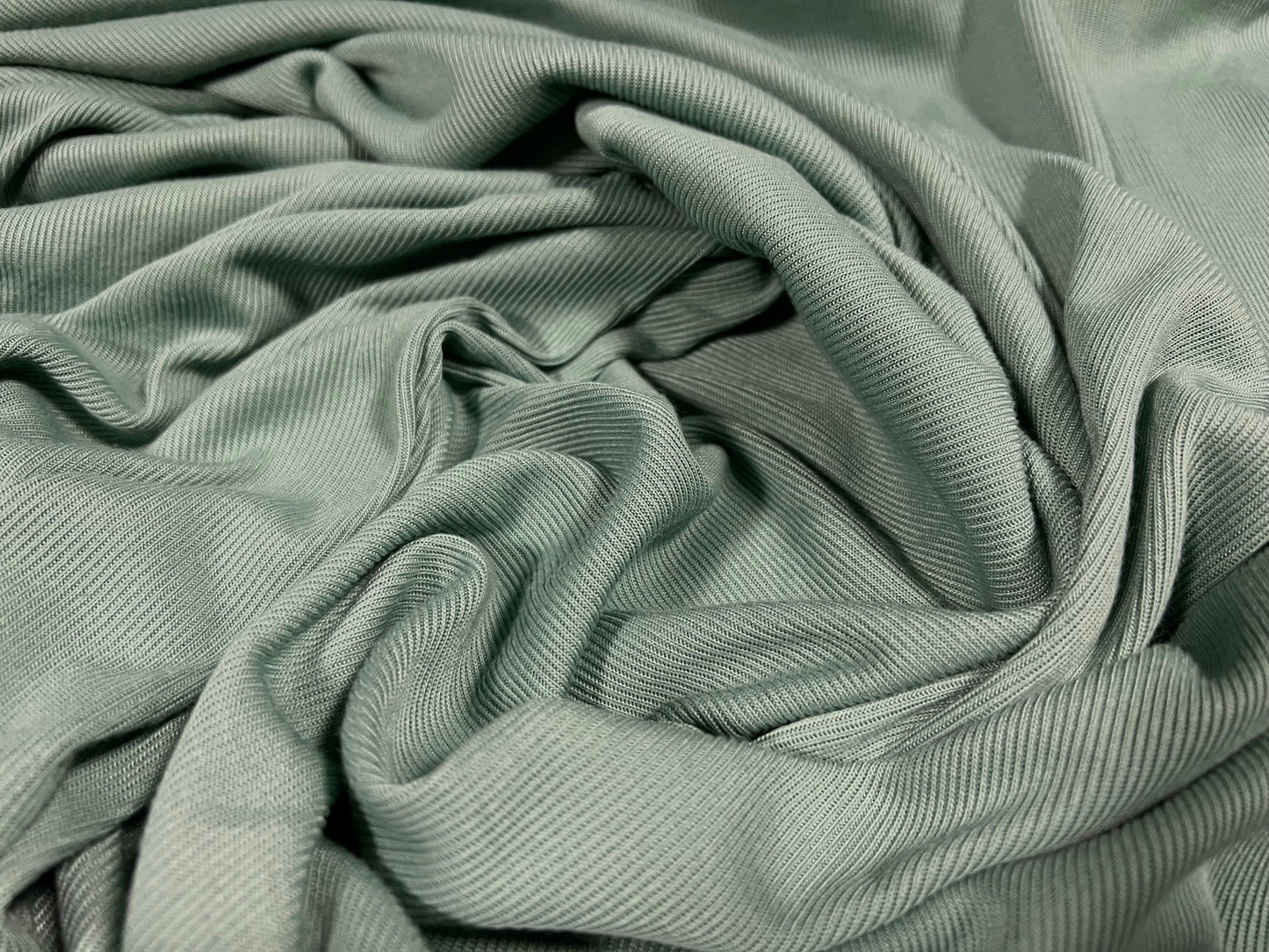 Fine rib jersey knit fabric, per metre - Plain - sea green