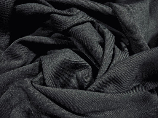 Cotton blend fine ribbed cuffing jersey fabric, per metre - plain - black