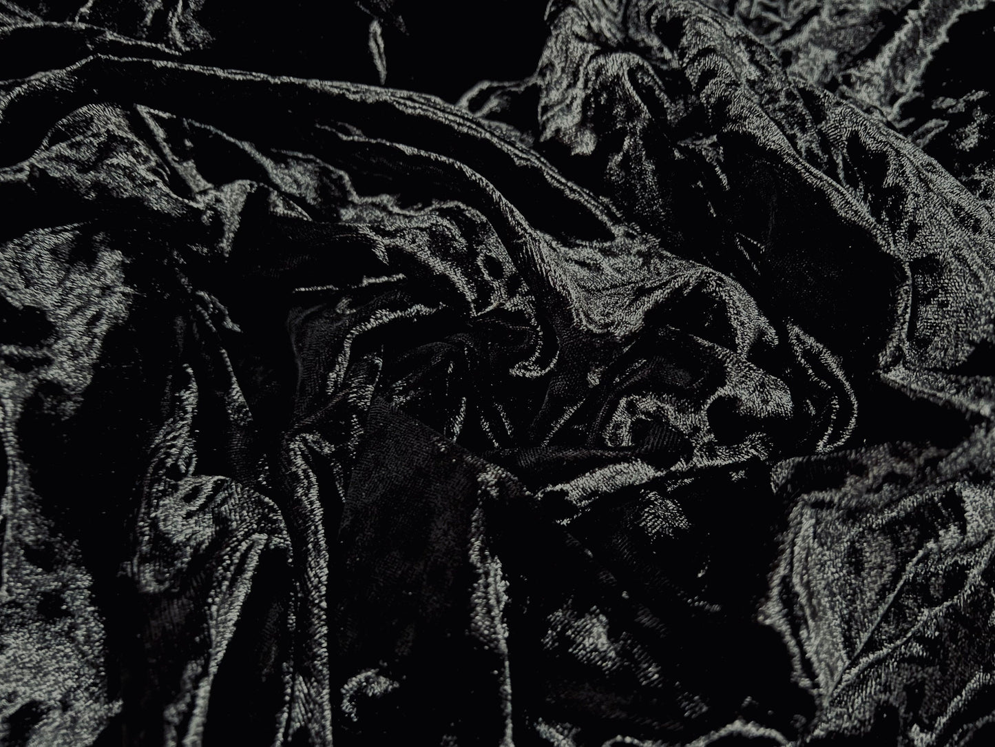 Marbled spandex velvet stretch fabric, per metre - plain - black