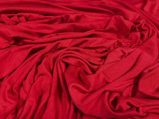 Viscose spandex stretch single jersey fabric, per metre - plain - classic red