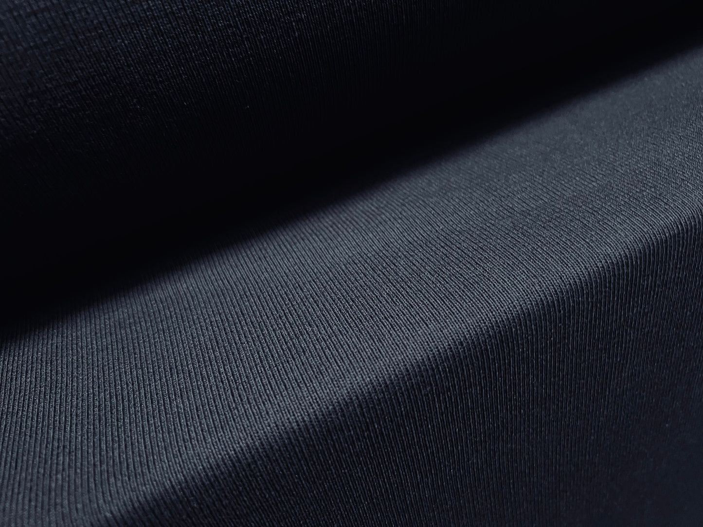 Cotton blend fine ribbed cuffing jersey fabric, per metre - plain - navy