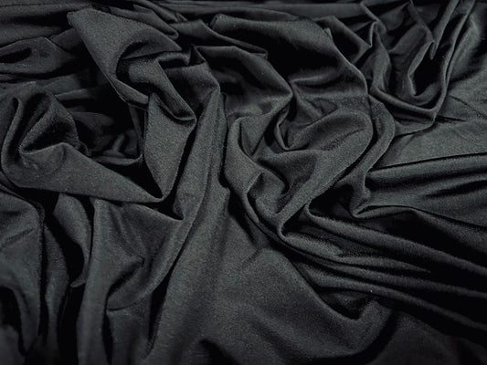 Soft touch spandex stretch jersey dress fabric, per metre - plain - black