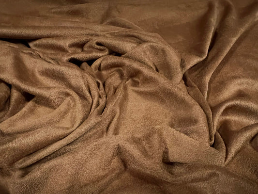 Faux suede jersey fabric, per metre - plain - toffee