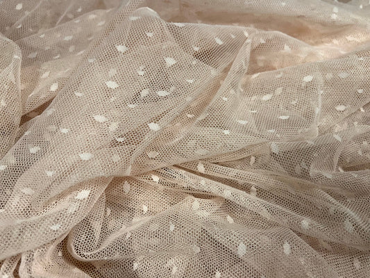 Power mesh net stretch fabric, per metre - Dobby jacquard - nude