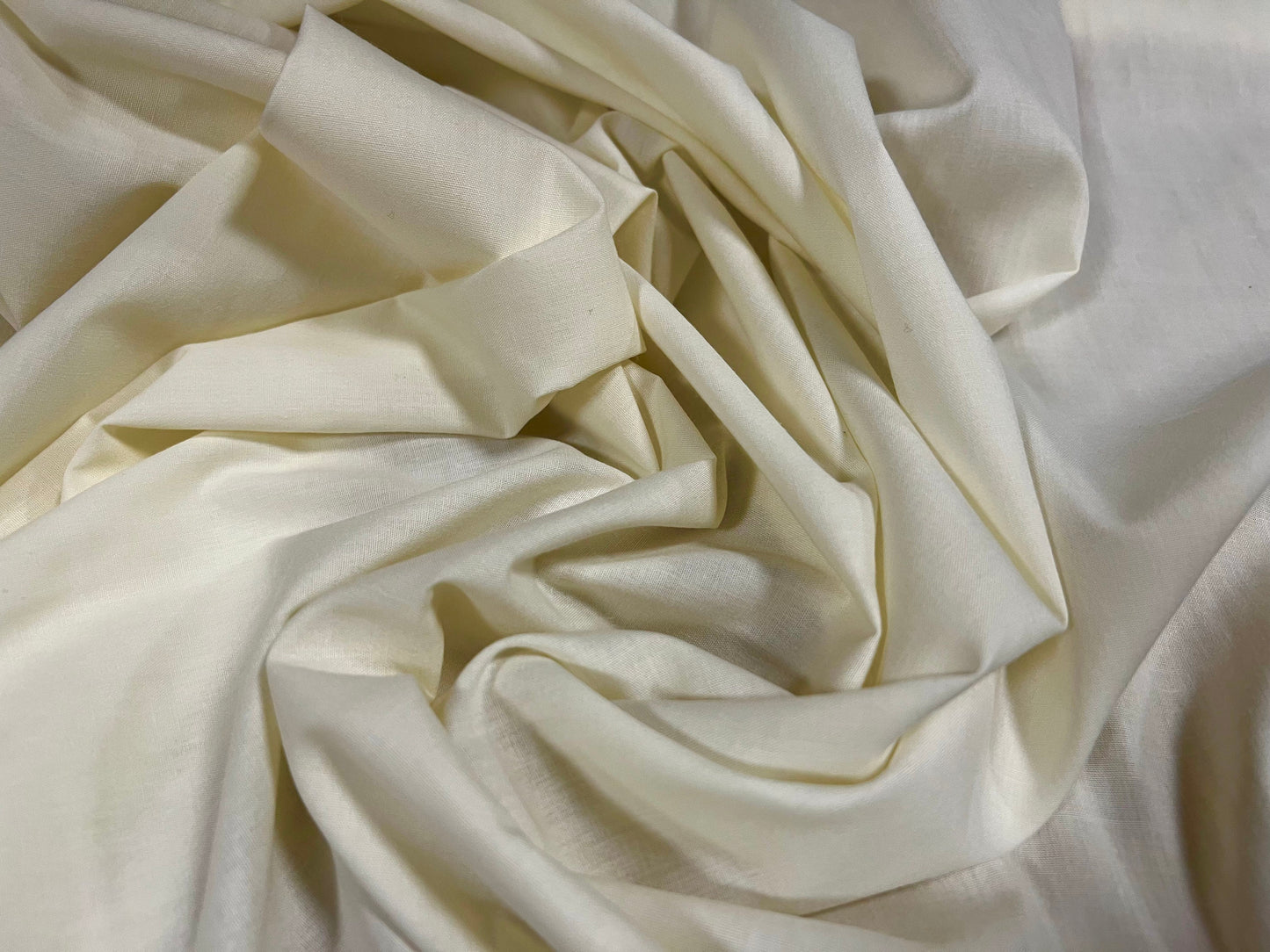 Polycotton woven shirt dress fabric, per metre - plain - 60 inches wide - cream