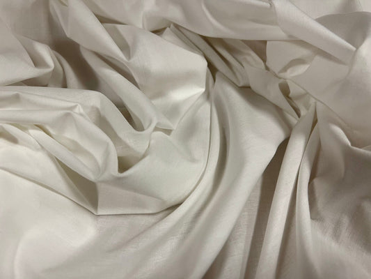 Polycotton woven shirt dress fabric, per metre - plain - 60 inches wide - ivory