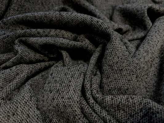 Wool blend slub coat jacket fabric, per metre - charcoal grey