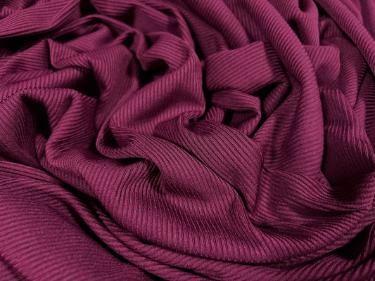 Fine rib spandex jersey body-con fabric, per metre - Plain - berry