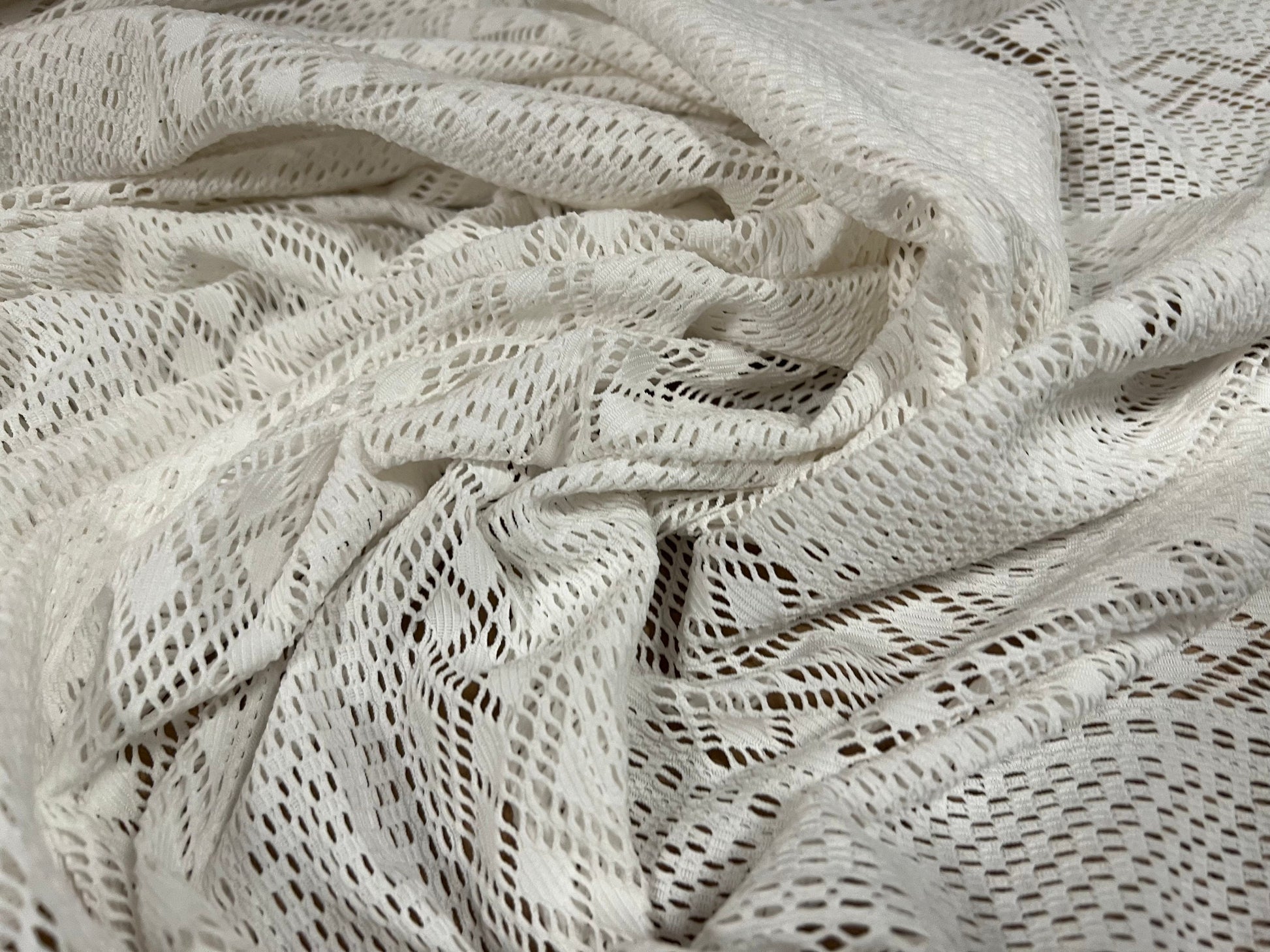 Stretch Spandex Crochet Lace Jersey Dress Fabric, per Metre