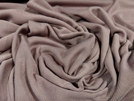 Fine rib jersey knit fabric, per metre - Plain - dusky lilac