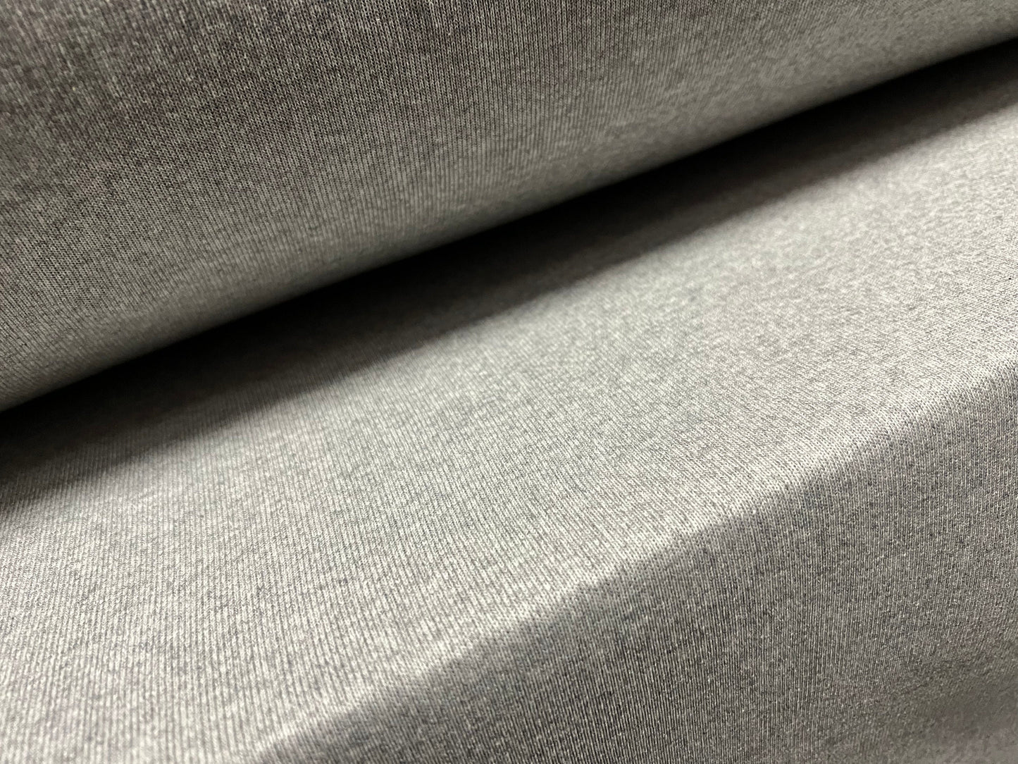 Cotton blend fine ribbed cuffing jersey fabric, per metre - plain - light grey