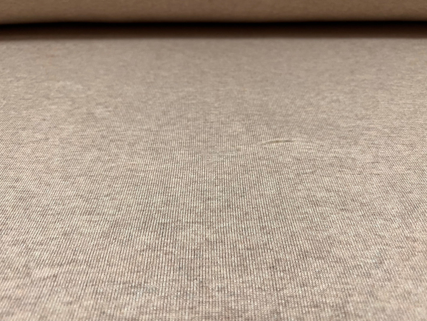 Cotton blend fine ribbed cuffing jersey fabric, per metre - plain - oatmeal