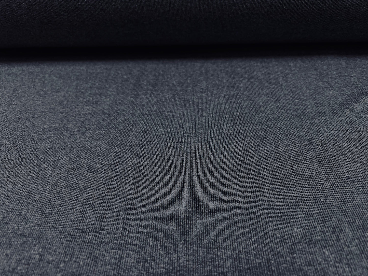 Cotton blend fine ribbed cuffing jersey fabric, per metre - plain - denim blue