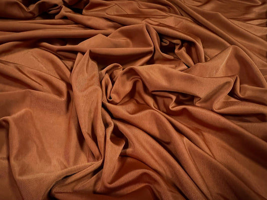 Soft touch spandex stretch jersey dress fabric, per metre - plain - tobacco