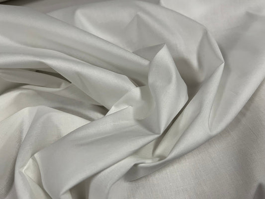 Stretch cotton poplin woven blouse shirt dress fabric, per metre - plain - white