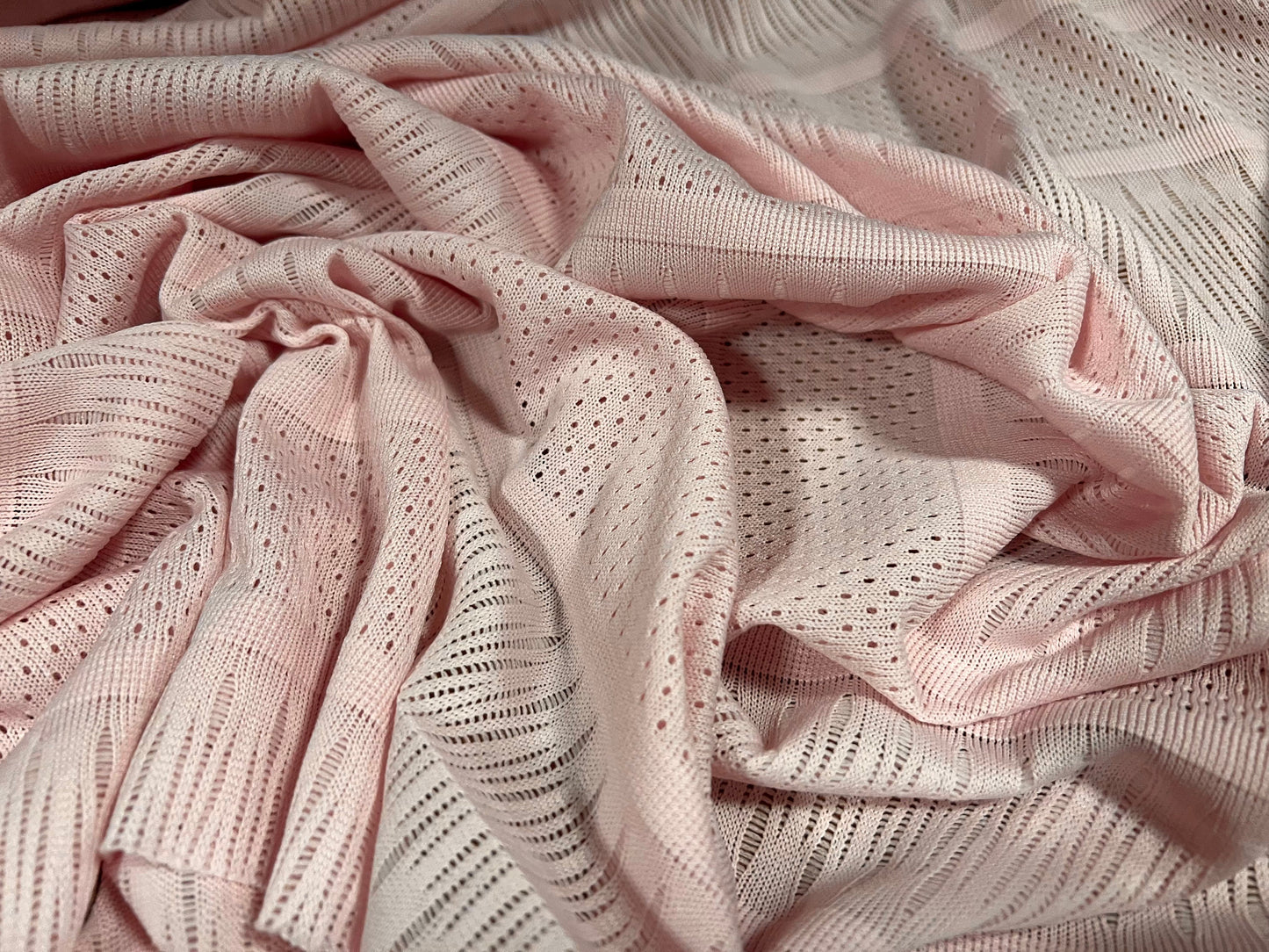 Soft handle jacquard jersey fabric, per metre - pindot & stripe - pink