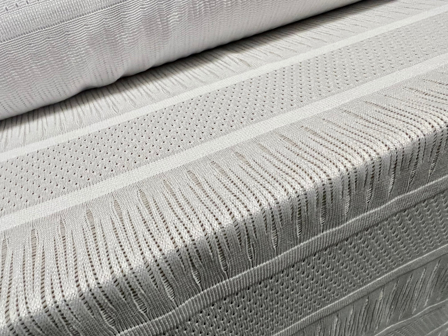 Soft handle jacquard jersey fabric, per metre - pindot & stripe - white