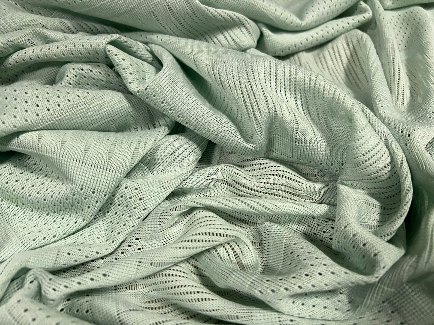 Soft handle jacquard jersey fabric, per metre - pindot & stripe - mint green