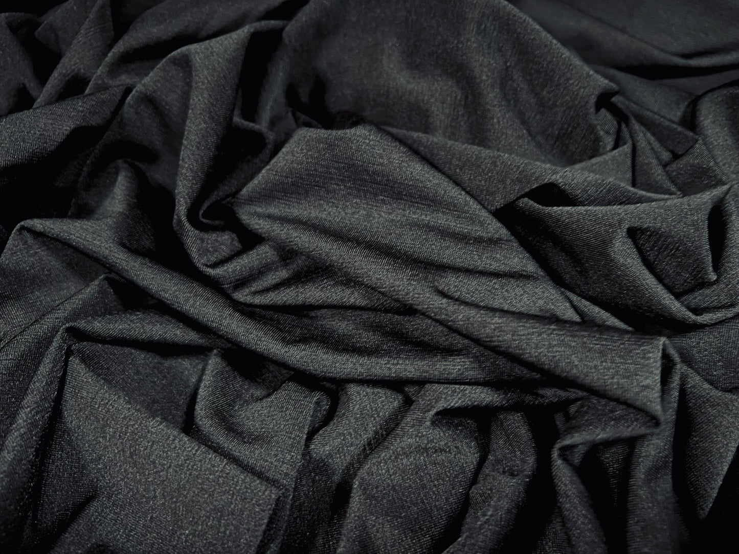 Finely textured stretch spandex single jersey fabric, per metre - plain - black