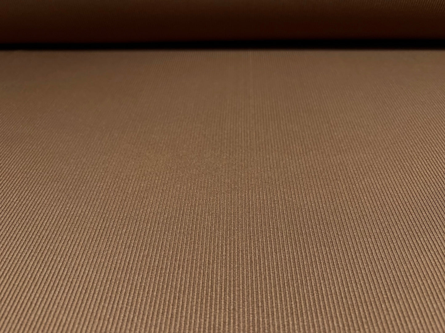 Fine ribbed spandex stretch jersey fabric, per metre - plain - Penny brown