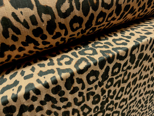 Spandex stretch rib jersey fabric, per metre - cheetah animal print - light brown