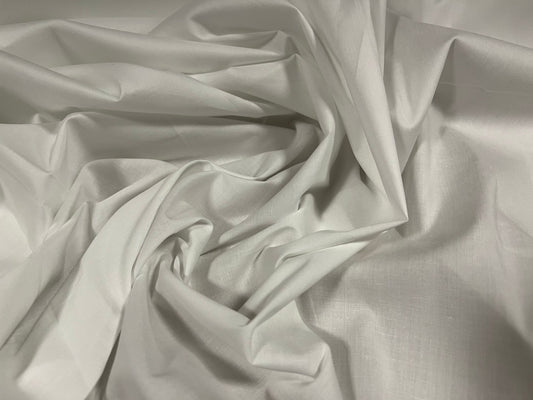 Stretch Cotton lawn fine woven fabric, per metre - plain - white