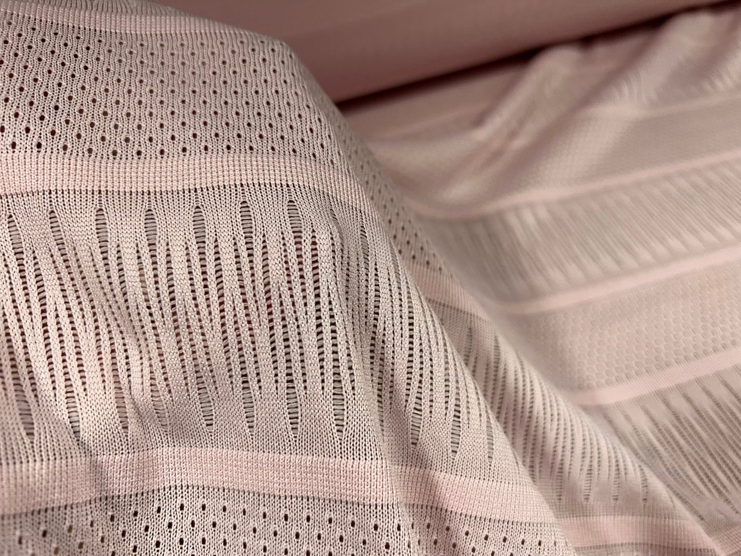 Soft handle jacquard jersey fabric, per metre - pindot & stripe - pink