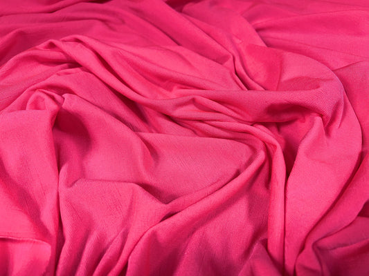 Finely textured stretch spandex single jersey fabric, per metre - plain - fluorescent pink