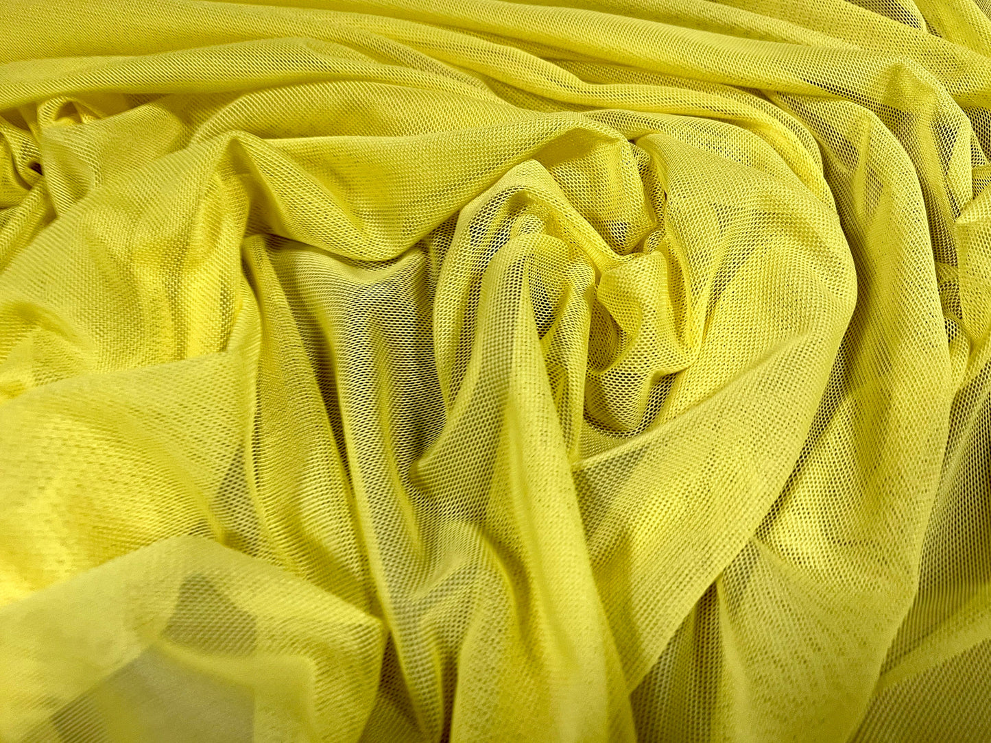 Power mesh net stretch spandex fabric, per metre - Plain - Daffodil yellow