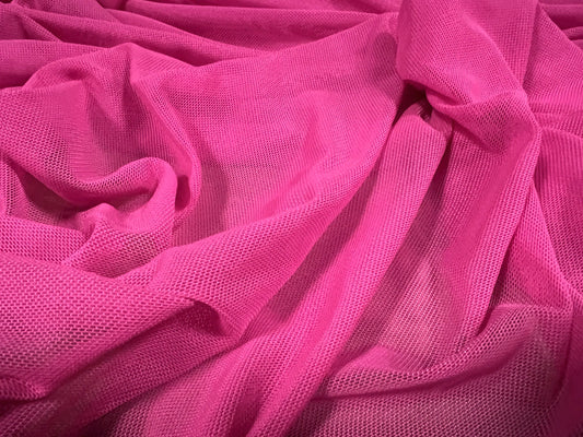 Power mesh net stretch spandex fabric, per metre - Plain - bright fuschia pink