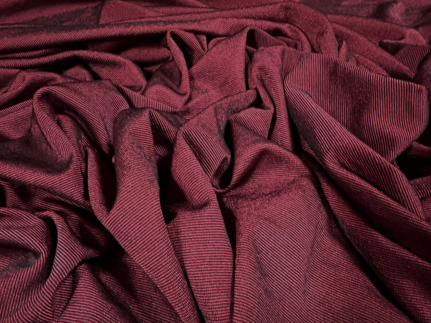 Superfine ribbed spandex stretch single jersey fabric, per metre - wine