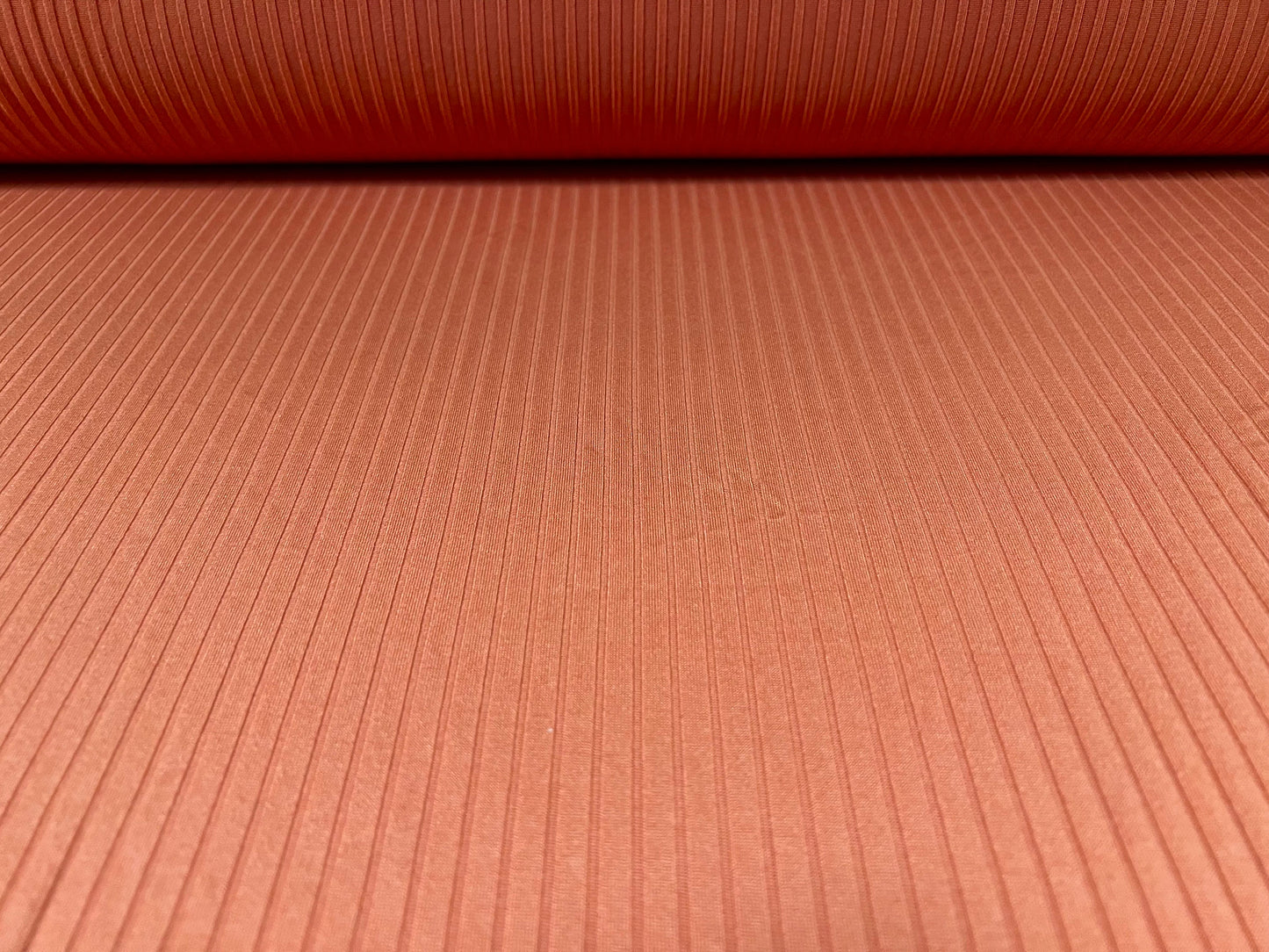 Spandex stretch rib jersey fabric, per metre - plain - pumpkin