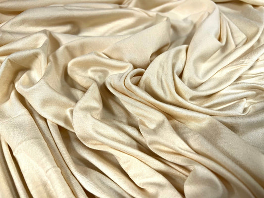 Viscose spandex stretch single jersey fabric, per metre - plain - jersey cream