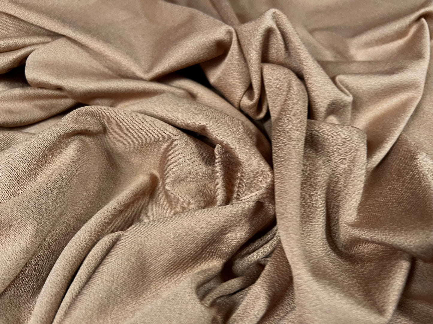 Spandex crepe single jersey stretch fabric, per metre - plain dye - biscuit brown