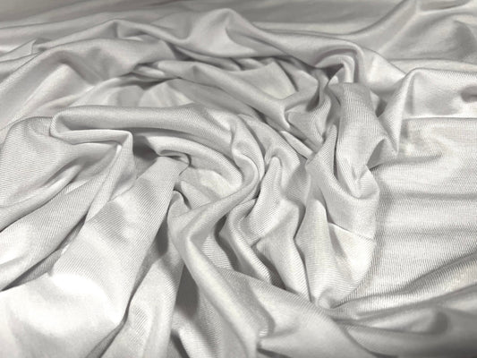 Viscose spandex stretch single jersey fabric, per metre - plain - white