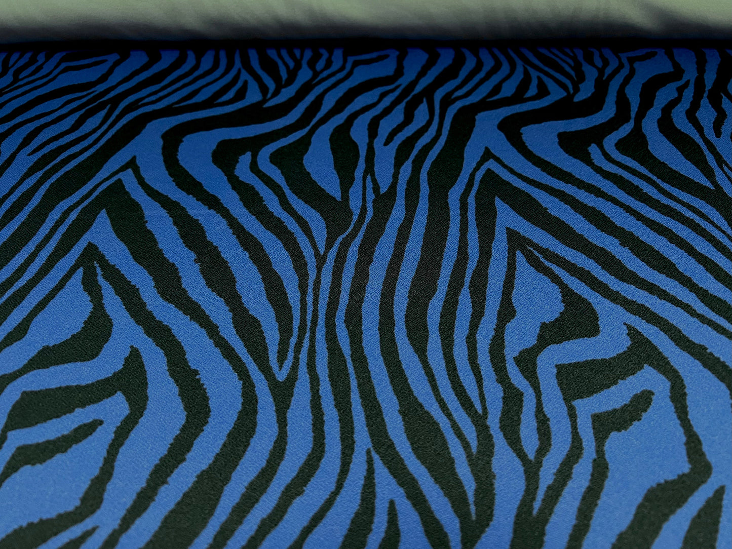 Valentino crepe spandex jersey fabric - similar to scuba - per metre - zebra print - blue