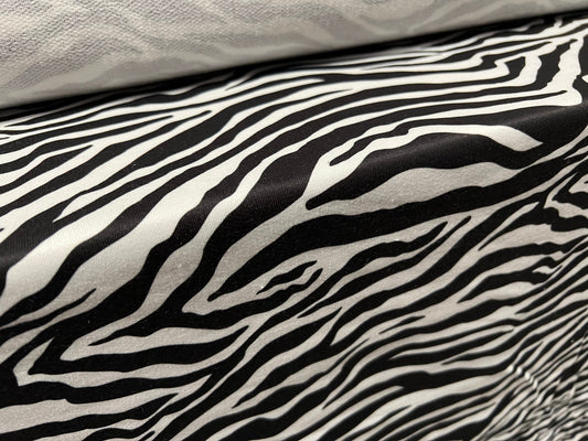 Loopback Sweatshirt jersey fabric, per metre - zebra print - black & white