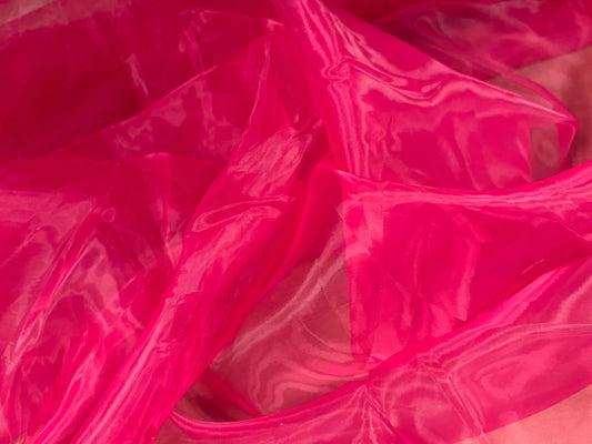 Crystal organza lightweight woven shimmer fabric, per metre - plain - cerise pink