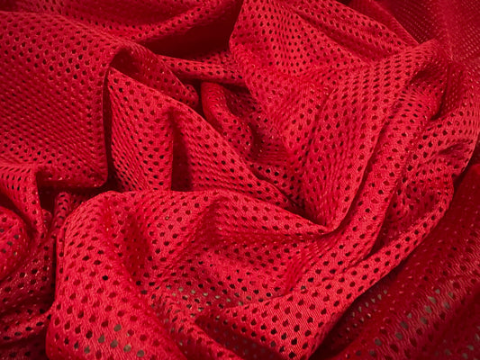 Airtex mesh eyelet fabric, per metre - plain - red