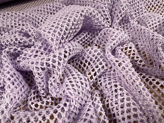 Stretch fishnet mesh jersey fabric, per metre - lilac