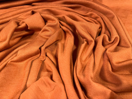 Soft handle loopback stretch spandex jersey fabric, per metre - plain - terracotta