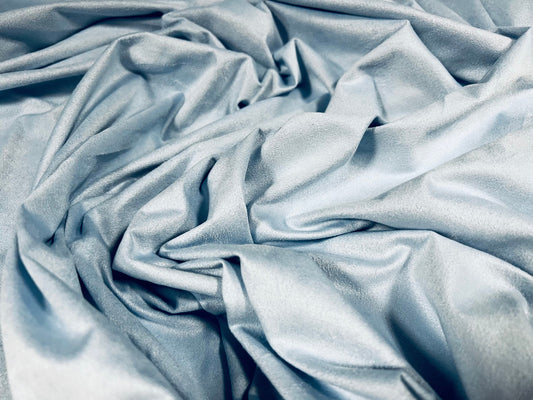 Faux suede stretch spandex jersey fabric, per metre - plain - baby blue