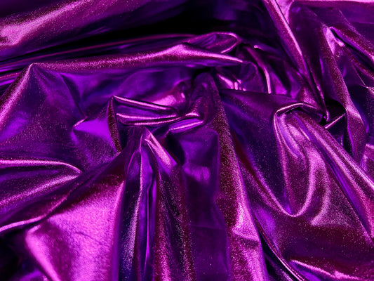 Stretch pvc lamé metallic jersey fabric, per metre - plain - purple